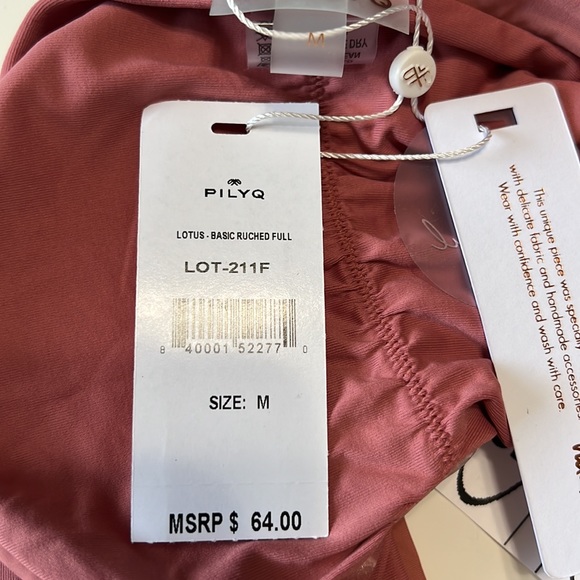 PILYQ Bikini Bottom Bundle Pink Ruched Teal High waist Size M - Picture 3 of 6